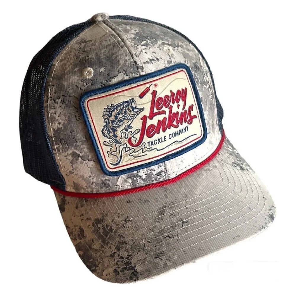 LeRoy Jenkins Largemouth Bass Fishing Mesh Back Snapback Trucker Hat Cap